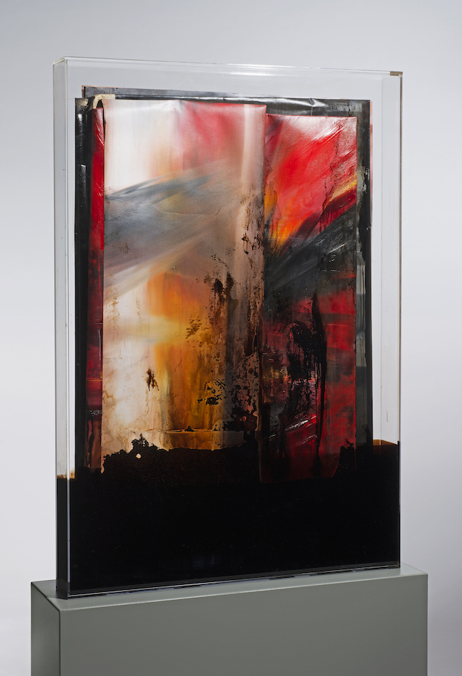 Faltung -Bitumen-Faltung_Bitumen Nr. 16-Oil on Canvas and Bitumen on Plexiglasbox - 132 x 92 x 12 cm - 2018