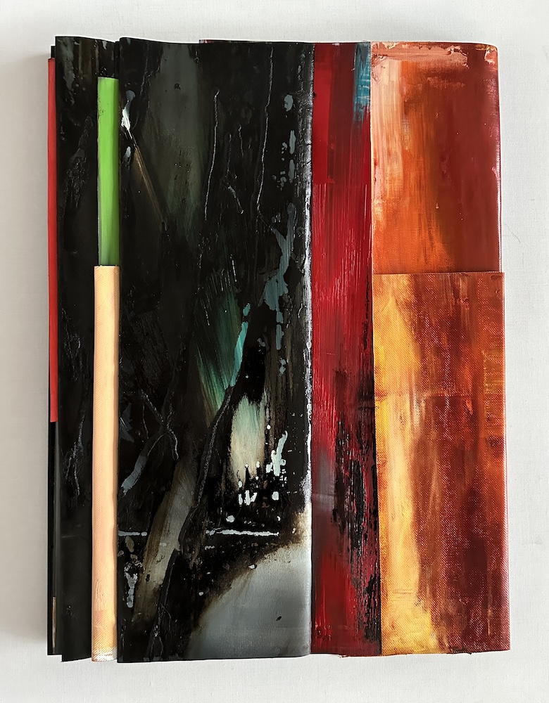 Faltung -Bitumen-faltung_bitumen nr. 18-oil on canvas and bitumen on plexiglasbox - 81,2 x 61,2 x 5,5 cm - 2018