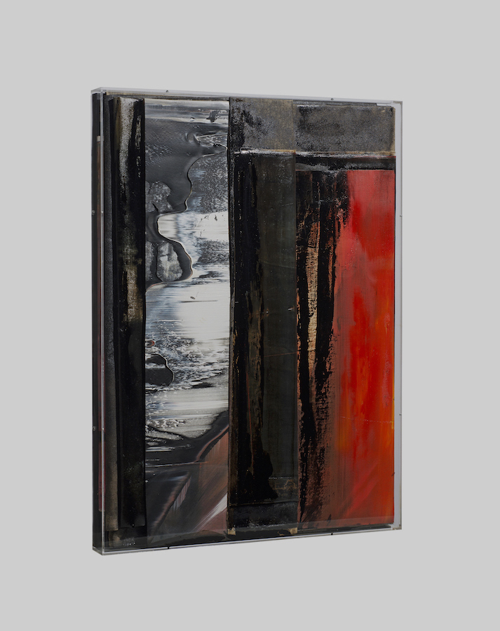 Faltung -Bitumen-Faltung_Bitumen Nr. 17-Oil on Canvas and Bitumen on Plexiglas - 75,5 x 55,5 x 5 cm - 2018