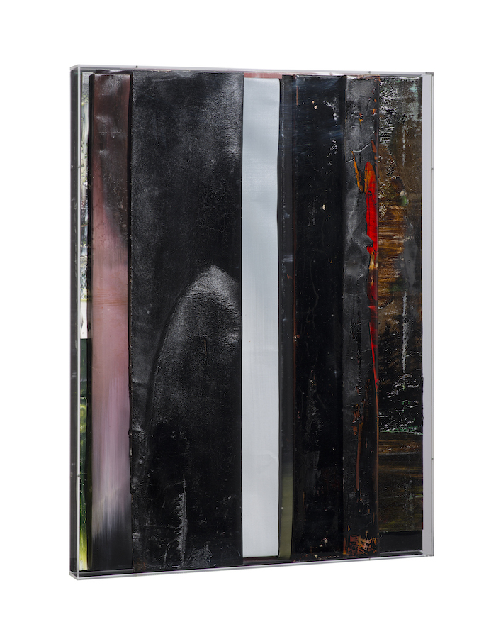 Faltung -Bitumen-Faltung_Bitumen Nr. 22-Oil on Canvas and Bitumen on Plexiglas - 81 x 61 x 5,5 cm - 2018