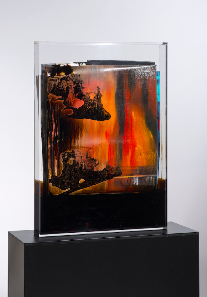 Faltung -Bitumen-Faltung_Bitumen Nr. 24-Oil on Canvas and Bitumen on Plexiglasbox - 85 x 60 x 10 cm - 2018